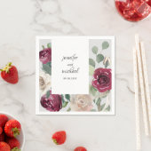 ブルゴーニュとベージュ素朴フローラ結婚ズ スタンダードカクテルナプキン (インサイチュ)