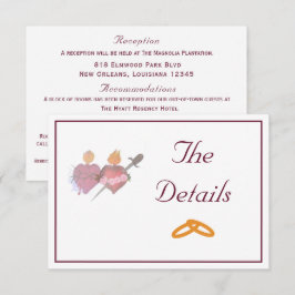 ブルゴーニュとホワイトのツーハーツカトリック結婚式 エンクロージャーカード
