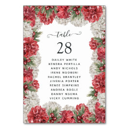 ブルゴーニュとホワイトのフローラ結婚ズ テーブルナンバー