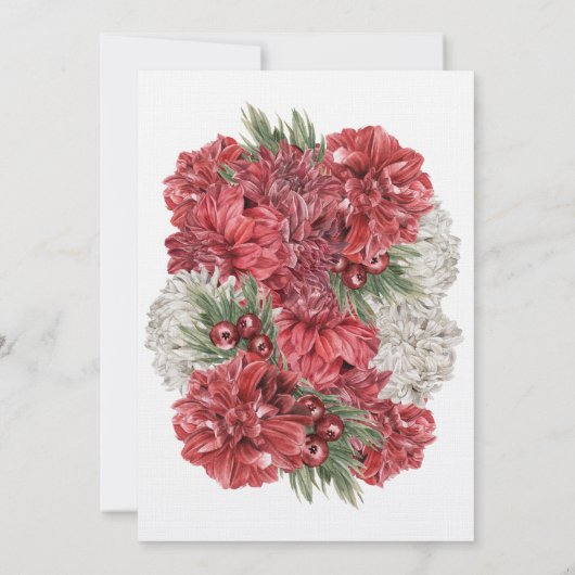 ブルゴーニュとホワイトのフローラ結婚ズ 招待状 (裏面)