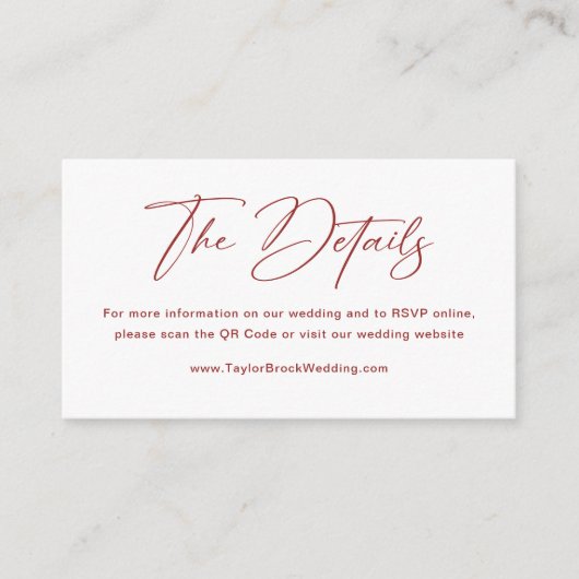 ブルゴーニュとホワイトの結婚クリスマスのウェブサイト エンクロージャーカード (正面)