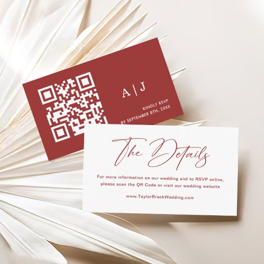 ブルゴーニュとホワイトの結婚クリスマスのウェブサイト エンクロージャーカード