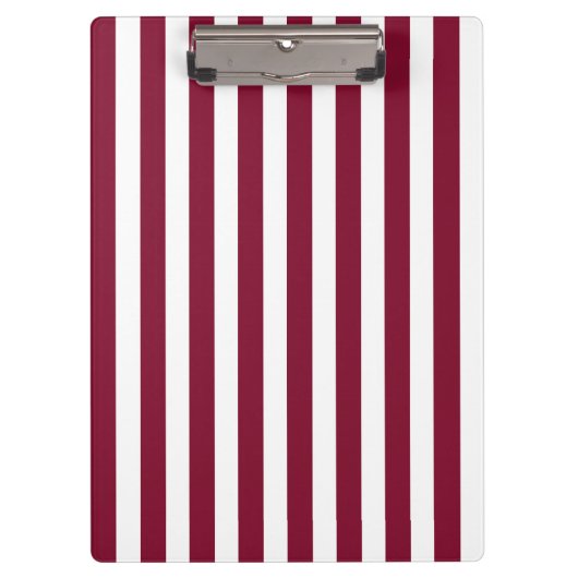 ブルゴーニュとホワイトキャンディストライプー クリップボード (正面)
