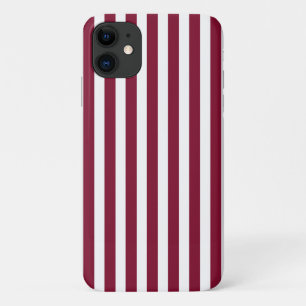 ブルゴーニュとホワイトキャンディストライプー iPhone 11 ケース