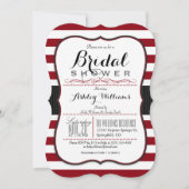 ブルゴーニュとホワイトストライプのブライダルシャワー 招待状 (正面)