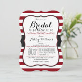 ブルゴーニュとホワイトストライプのブライダルシャワー 招待状 (スタンド正面)