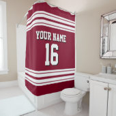 ブルゴーニュとホワイトストライプスポーツジャージー シャワーカーテン (インサイチュ)