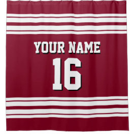 ブルゴーニュとホワイトストライプスポーツジャージー シャワーカーテン