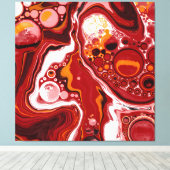 ブルゴーニュとホワイトデジタル流体アート キャンバスプリント (インサイチュ (ウッドフロア))