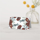 ブルゴーニュとホワイトフローラヴィンテージ結婚式 プレイスカード (裏面)