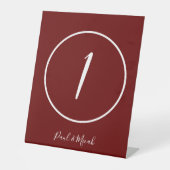 ブルゴーニュとホワイトミニマル結婚リスト 台座サイン (正面)