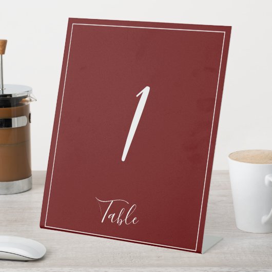 ブルゴーニュとホワイトミニマル結婚リスト 台座サイン (インサイチュ)