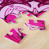 ブルゴーニュとマゼンタの幾何学的なフラワーパターン ジグソーパズル (側面)