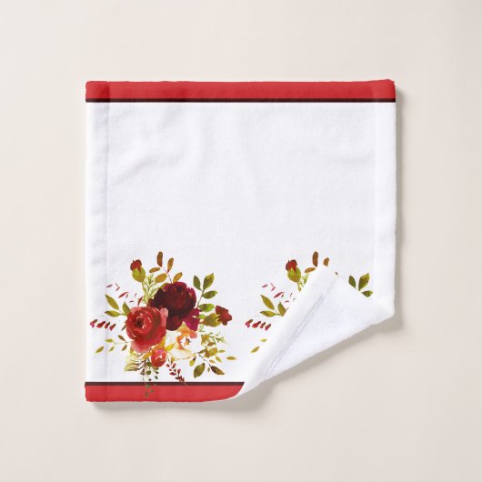 ブルゴーニュとレッドウォーターのカラーバラ バスタオルセット (ウォッシュタオル)