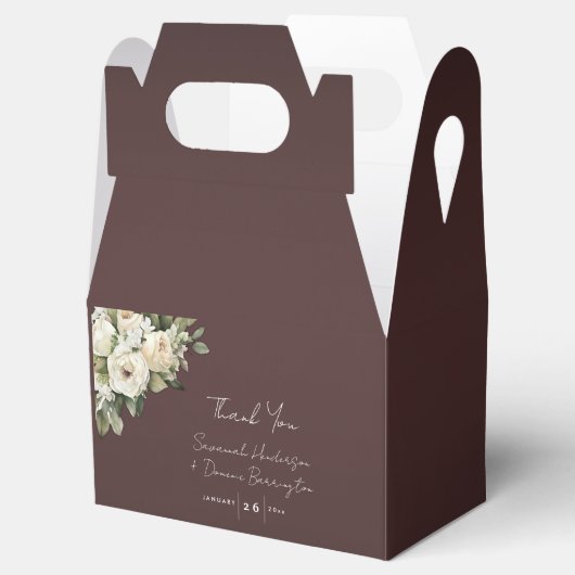 ブルゴーニュとロマンチックなバラ結婚式の引き出物ボックス フェイバーボックス (オープン)