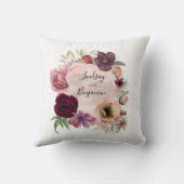 ブルゴーニュと埃っぽいバラヴィンテージフローラ水彩 クッション (裏面)