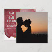 ブルゴーニュと埃っぽいピンクの水彩保存日 シーズンカード (正面/裏面)