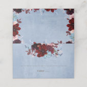 ブルゴーニュと埃っぽいブルーのフローラ水色 プレイスカード (外部開封)