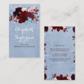 ブルゴーニュと埃っぽいブルーのフローラ水色 名刺 (正面/裏面)