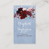 ブルゴーニュと埃っぽいブルーのフローラ水色 名刺 (正面)