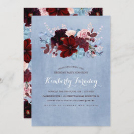 ブルゴーニュと埃っぽいブルーフローラ誕生会 招待状
