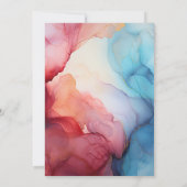 ブルゴーニュと埃っぽいブルー結婚インク 招待状 (裏面)