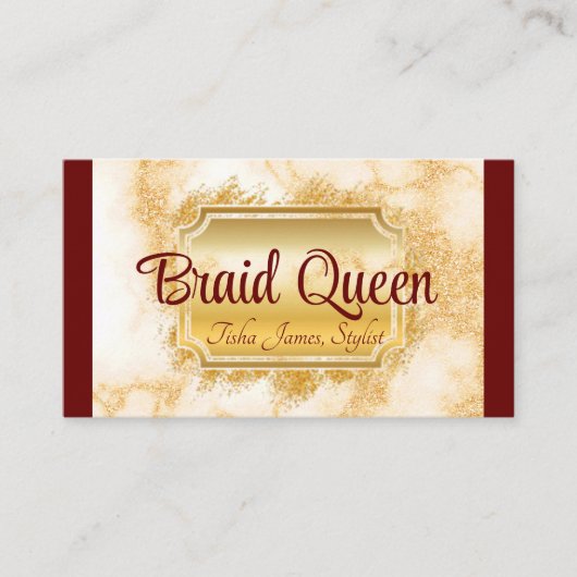 ブルゴーニュと大理石のヘアブレイディング 名刺 (正面)