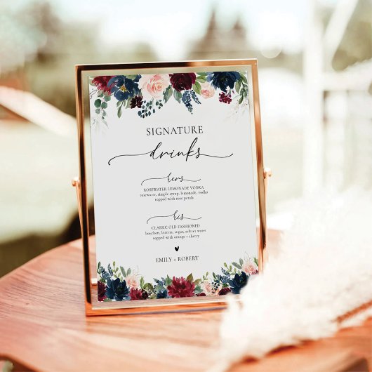 ブルゴーニュと海軍のシグネチャードリンクサイン 台座サイン