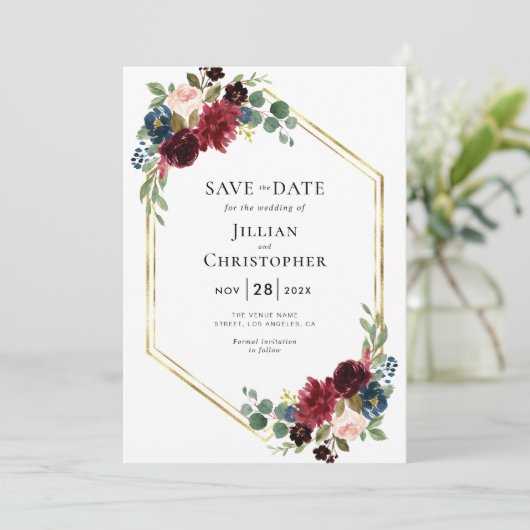 ブルゴーニュと海軍のフローラは日付を保存 招待状 (スタンド正面)