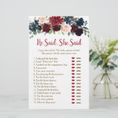 ブルゴーニュと海軍のフローラ彼は彼女がゲームを言ったと言った (スタンド正面)