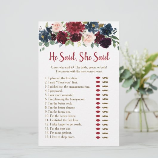 ブルゴーニュと海軍のフローラ彼は彼女がゲームを言ったと言った (スタンド正面)