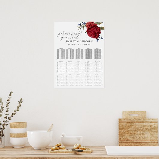 ブルゴーニュと海軍のフローラ結婚の座席表 ポスター (キッチン)