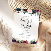 ブルゴーニュと海軍のブライダルシャワーへの招待 招待状