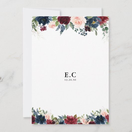 ブルゴーニュと海軍のブライダルシャワーへの招待 招待状 (裏面)