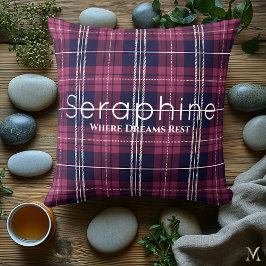 ブルゴーニュと海軍のプレイド | カスタムコージータータンチェック クッション