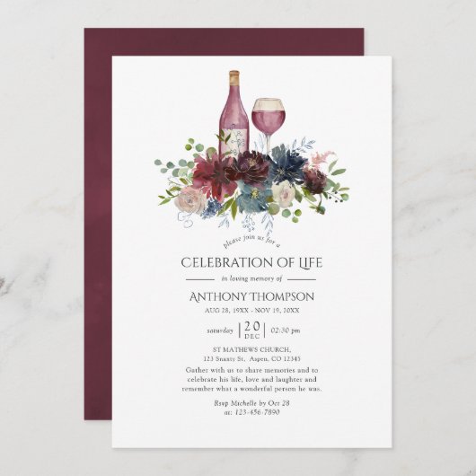 ブルゴーニュと海軍のワインの試飲お祝い 招待状 (正面/裏面)