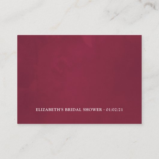 ブルゴーニュと海軍のワインの試飲ブライダルシャワーギフト エンクロージャーカード (裏面)