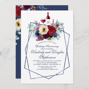 ブルゴーニュと海軍のワインの試飲結婚の記念日 招待状