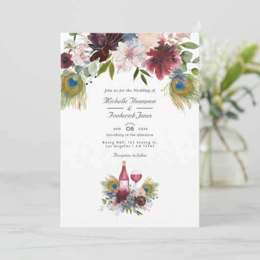 ブルゴーニュと海軍の孔雀のワインの試飲結婚の数 招待状 (スタンド正面)