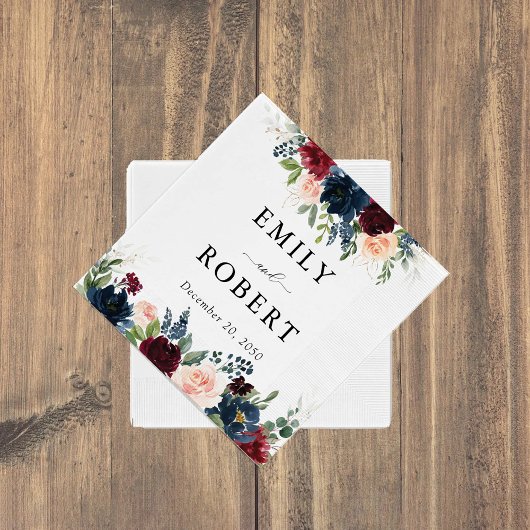 ブルゴーニュと海軍結婚のナプキン スタンダードカクテルナプキン