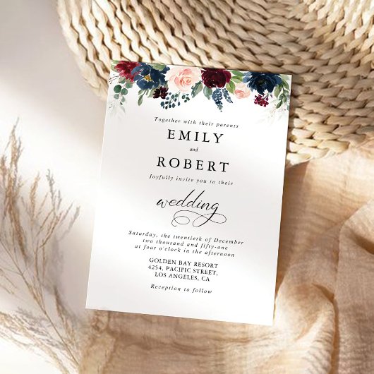 ブルゴーニュと海軍結婚の式招待状 招待状