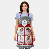 ブルゴーニュと白い星の模様の写真コラージュ エプロン (着用した状態)