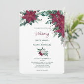 ブルゴーニュと白のクリスマスポインセチア結婚ズ 招待状 (スタンド正面)
