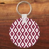 ブルゴーニュと白のダイヤモンドパターン キーホルダー (正面)