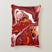 ブルゴーニュと白の大理石の流体アート アクセントクッション (裏面(縦))