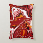 ブルゴーニュと白の大理石の流体アート アクセントクッション (正面(垂直))