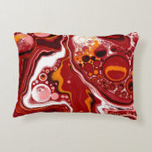 ブルゴーニュと白の大理石の流体アート アクセントクッション (裏面)