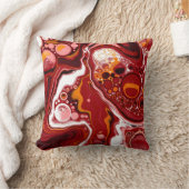 ブルゴーニュと白の大理石の流体アート クッション (ブランケット)