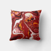 ブルゴーニュと白の大理石の流体アート クッション (裏面)