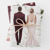 ブルゴーニュと白結婚の包装紙 ラッピングペーパーシート (インサイチュ)